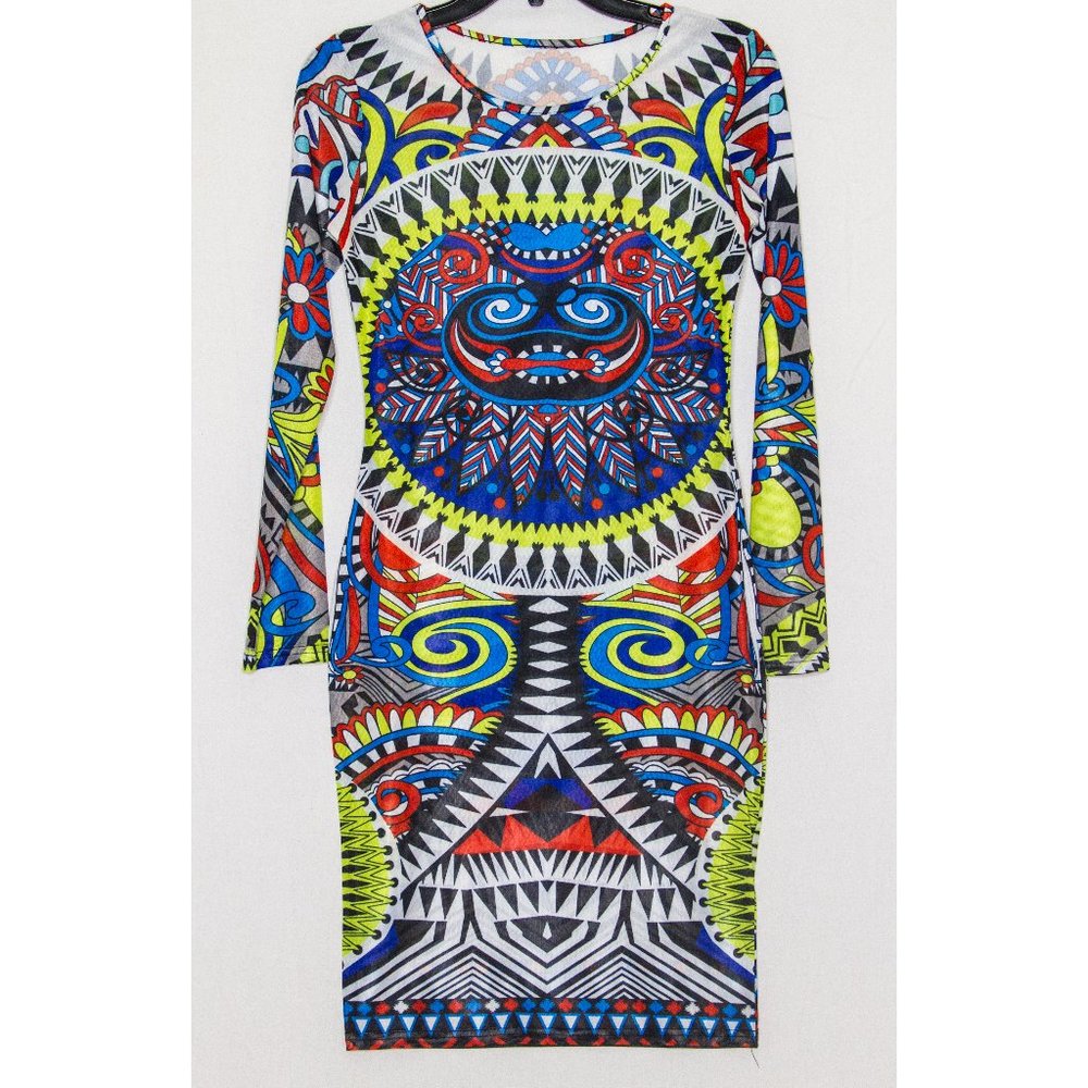 COLORFUL CASUAL LONG SLEEVE SUMMER DRESS